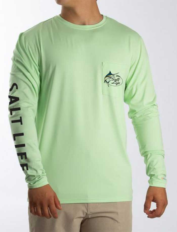 Salt Life Men's Marlin Lure Performance Long Sleeve T-Shirt Green Size Small